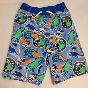 Gymboree Boys Size‎ 12 Dinosaur Themed Swim Shorts Trucks Blue Green Orange